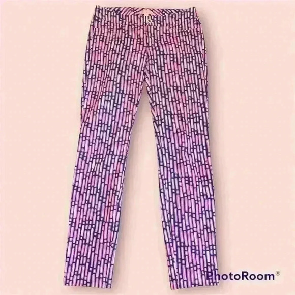 Lilly Pulitzer Kelly Mandevilla Slathouse Striped Low Rise Skinny Ankle Barbie - Picture 2 of 10